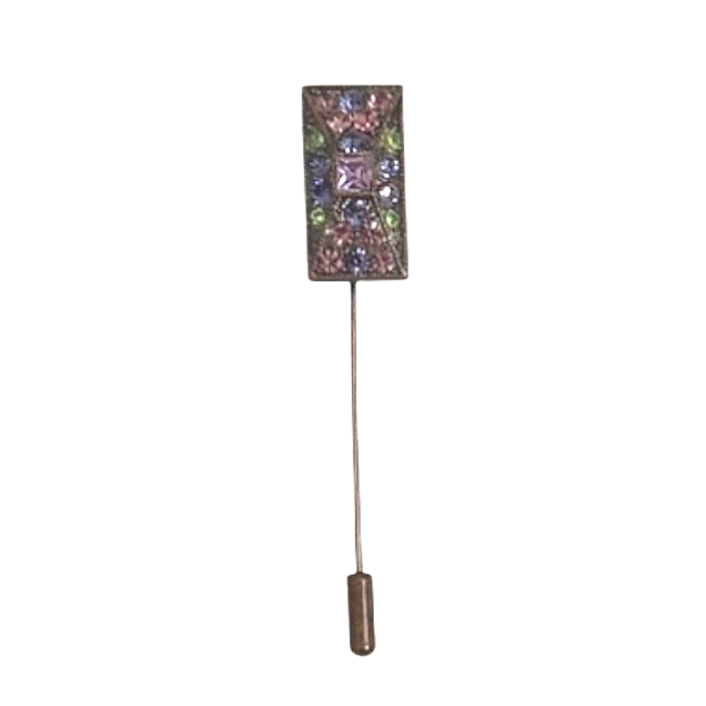 Rhinestone Stick Pin Vintage Multicolor Lapel Pin